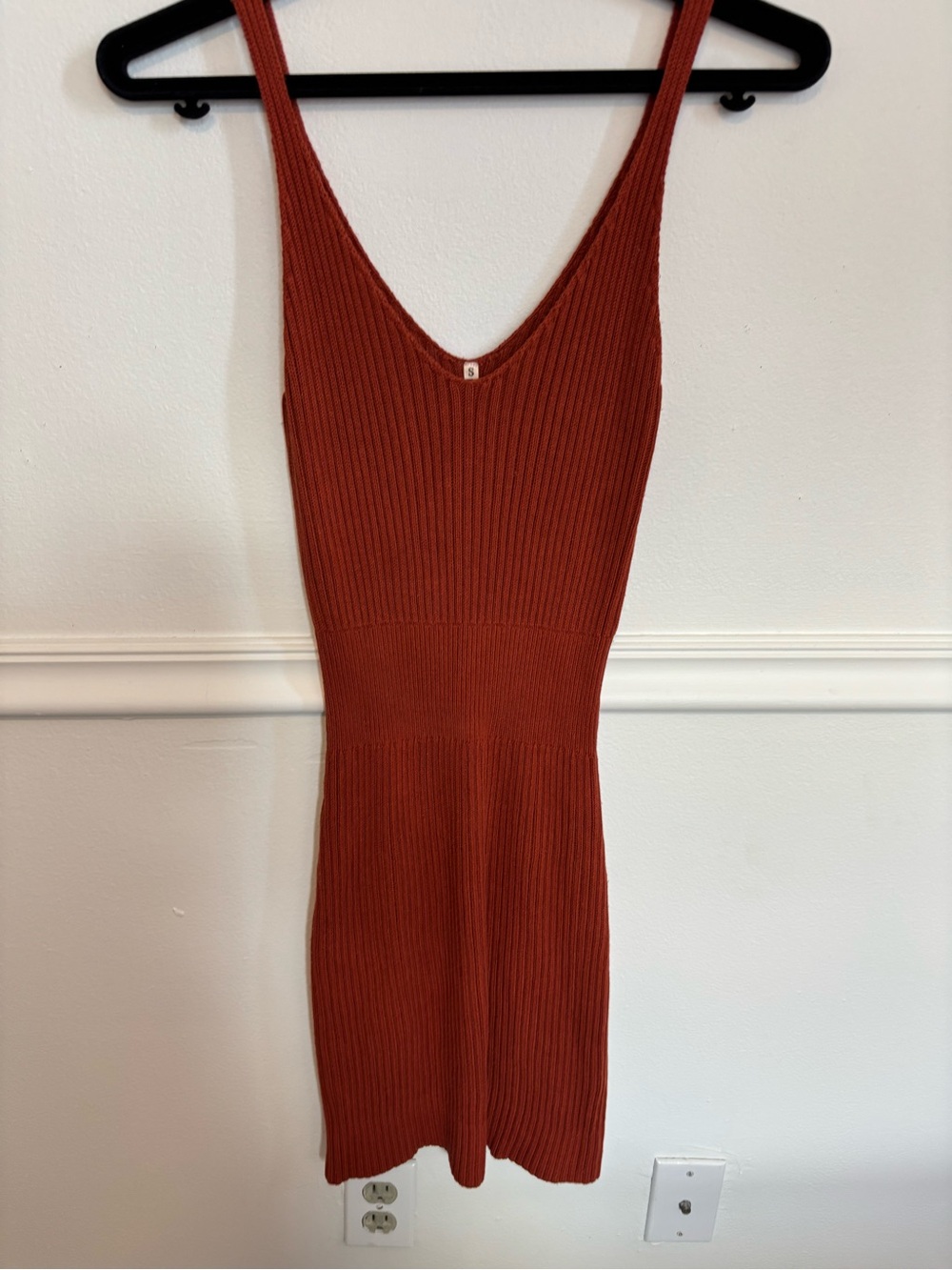 Rust Ribbed Knit Tank Dress - Unbranded